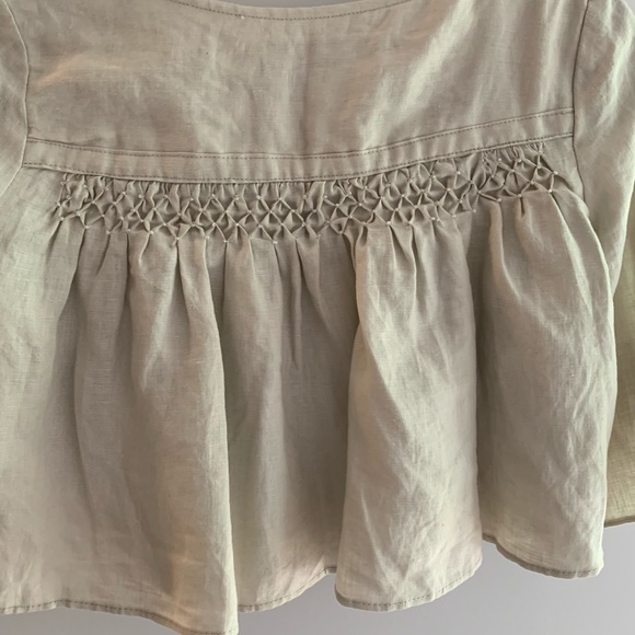 Linen beige cropped flowy jacket - Picture 4 of 7